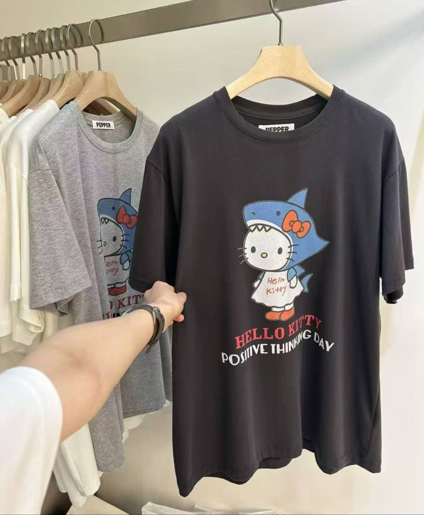 Korean APM Collection Hello Kitty Shark Graphic T-Shirt (Instock)