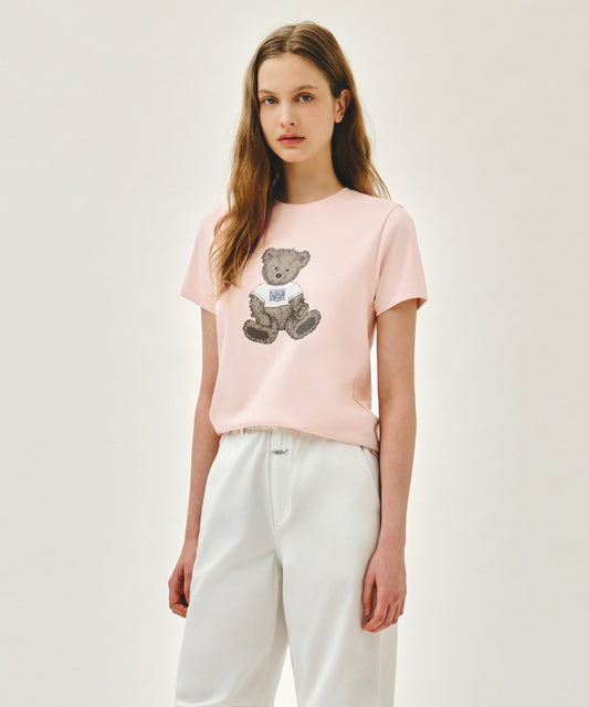 Marithe W DOODLE BEAR TEE light pink(Instock)