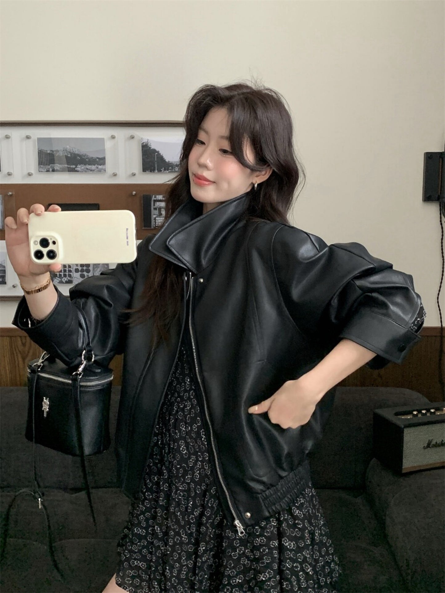 Kelly Designs Faux Leather Short Black Jacket(Instock)