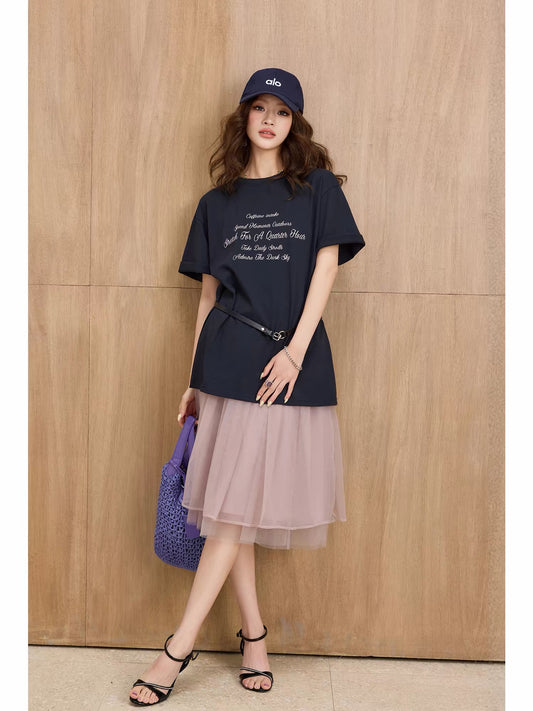 Kelly Designs Letters Oversize Navy TShirt (Instock)