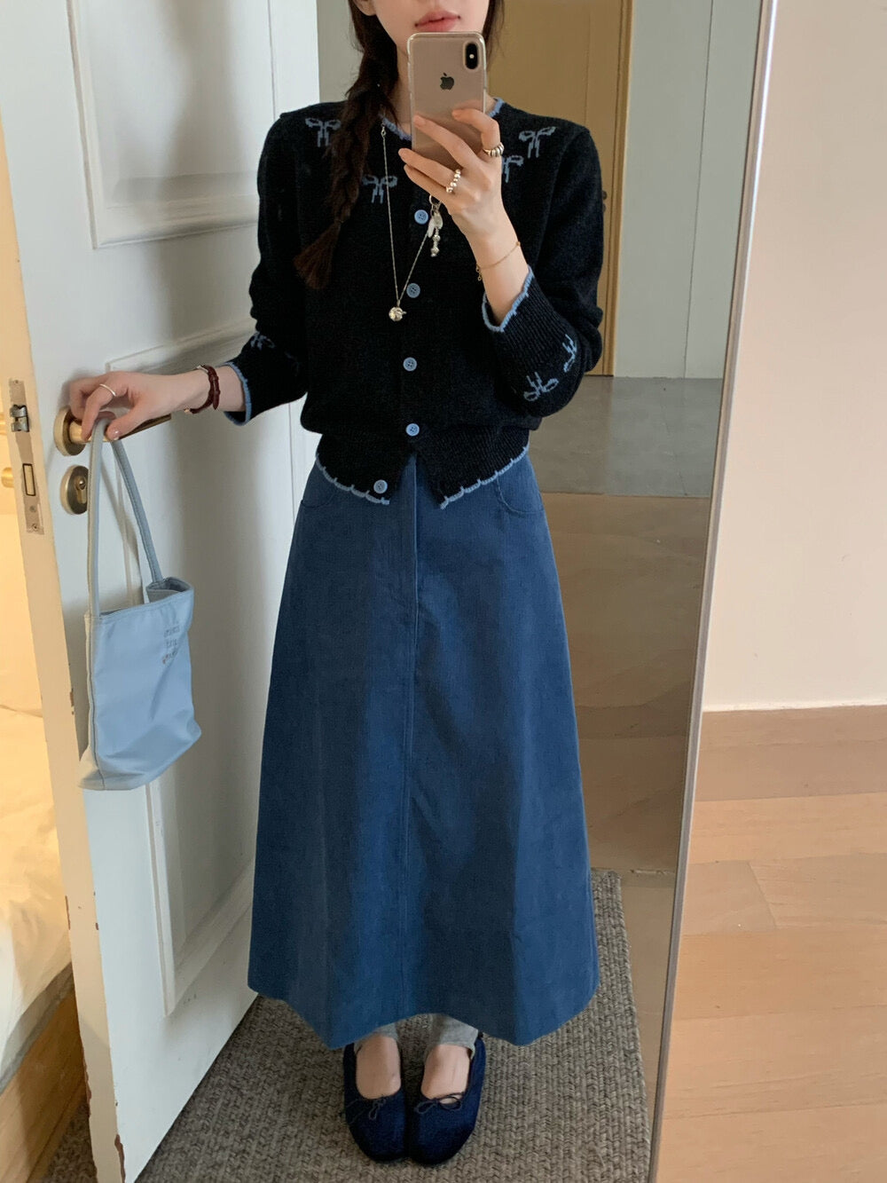 Kelly Designs Ribbons Navy Wool Cardigan (Instock)