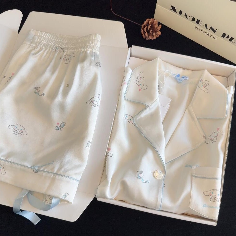 Kelly Designs Cinnamoroll Satin Pajama White Set – Cute & Dreamy Vibes (Instock)