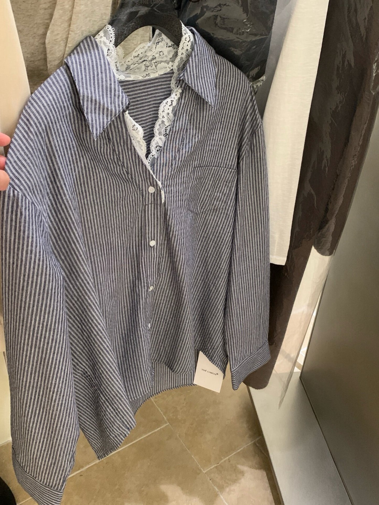 Kelly Designs Lace Layer Navy Blouse (Instock)