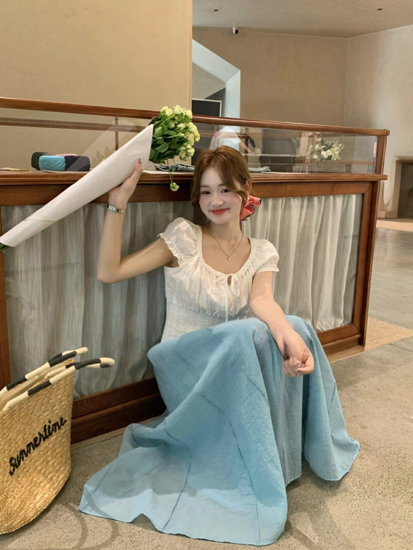 Kelly Designs U Neck White Blouse (Instock)