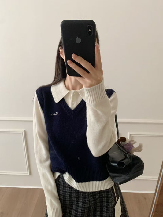 Kelly Designs 2 Colors Fake 2pcs Wool Sweater (Instock)