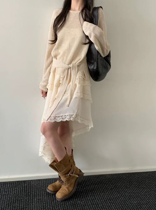 Kelly Designs Sweet Ruffle Mini Skirt-Beige (Instock)