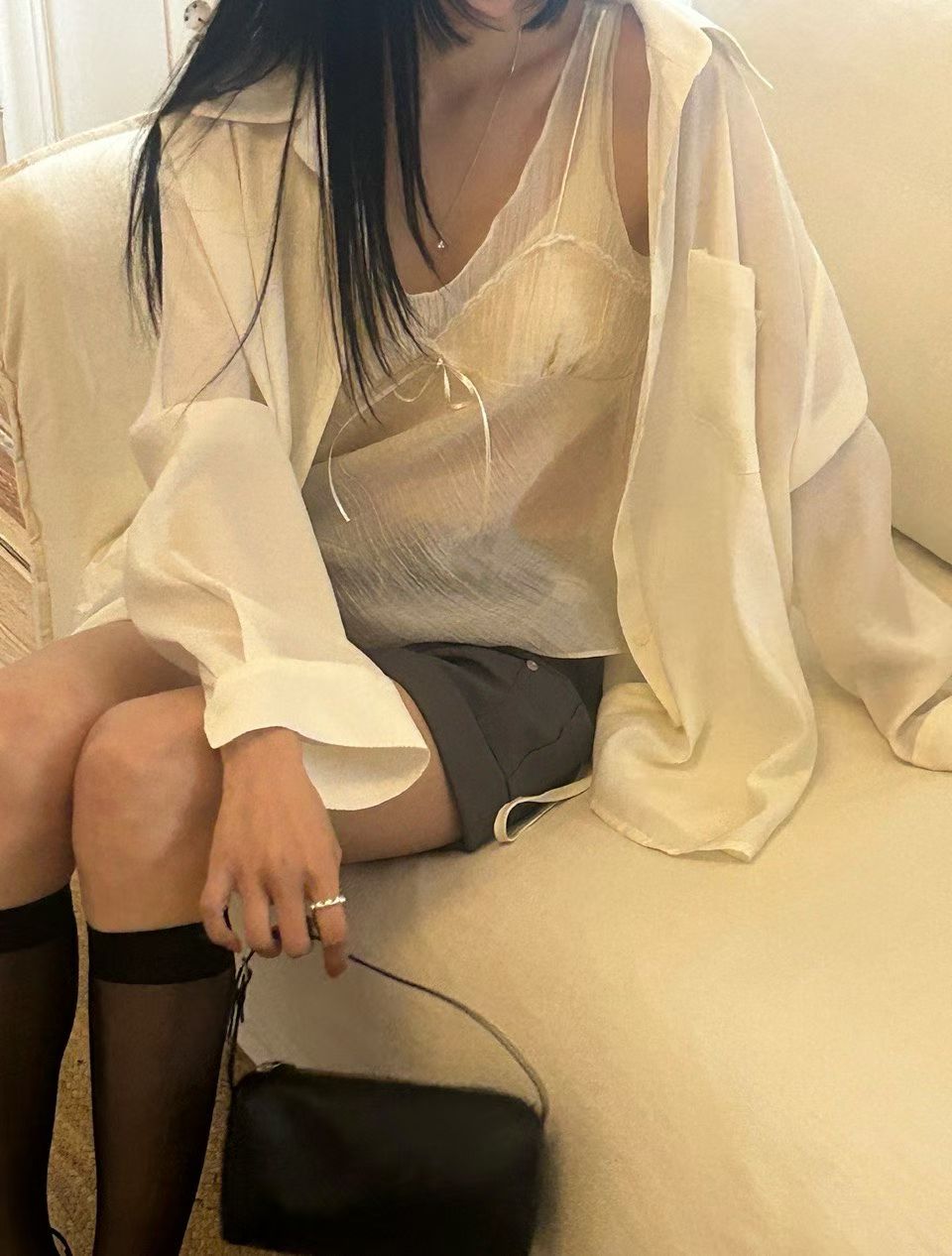 Korean APM Collection Shirt&Inner Lace Blouse-2 Colors (Instock)