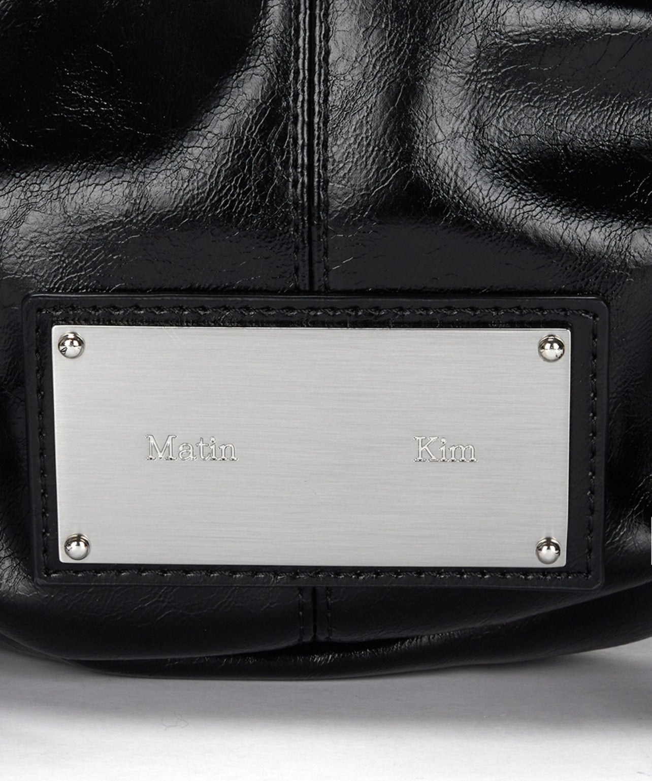 Matin Kim Half Shirring Ribbon Round Bag In Black (Preorder)