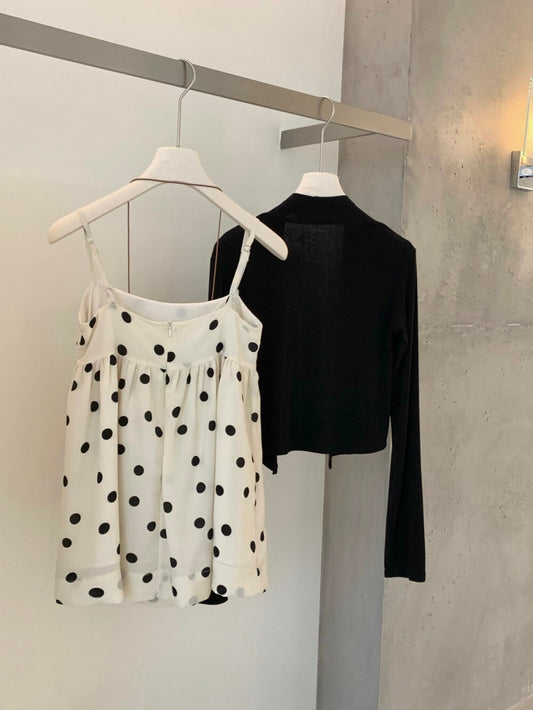 Kelly Designs Polka Dot Babydoll Cami Dress Set with Lightweight Cardigan (Instock)