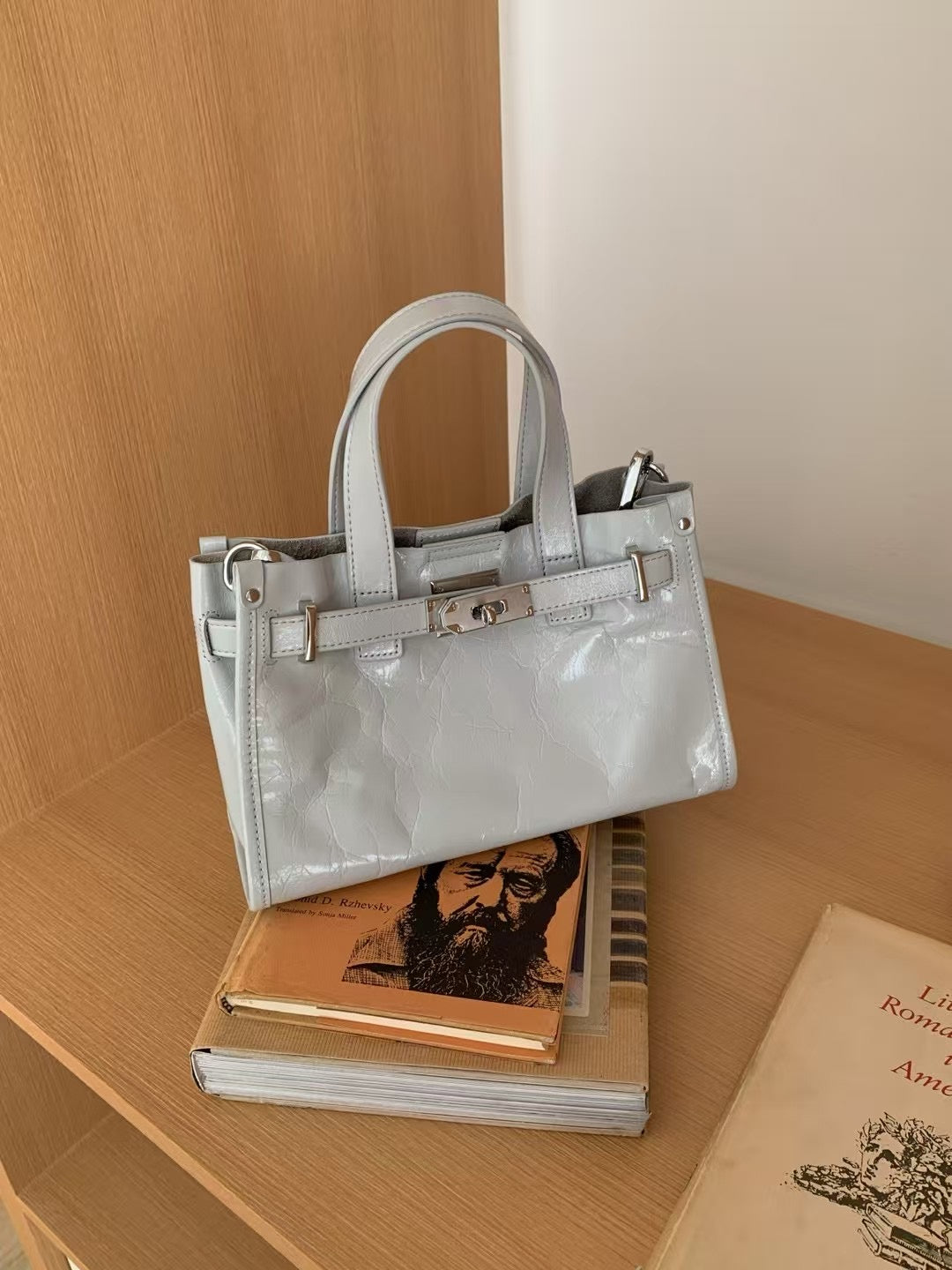 Korean APM Collection Leather Gray-Blue Bag (Instock)