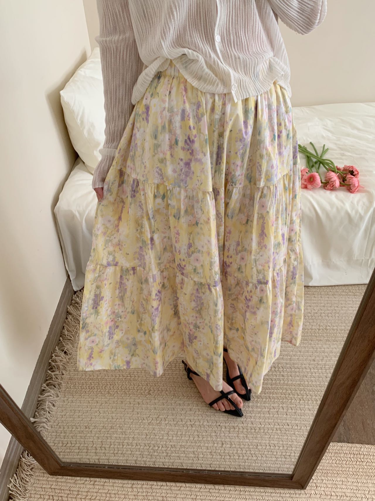 Kelly Designs Combed Cotton Printed Yellow Skirt (Instock)