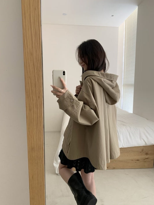 Kelly Designs Oversize Three Colors Hooded Trench Coat (Instock)