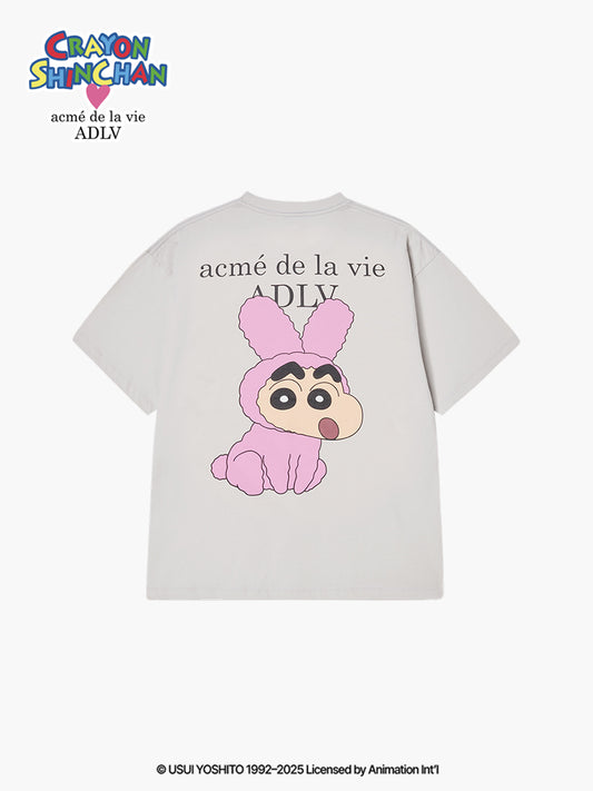 ADLV FUZZY RABBIT SHINCHAN SHORT SLEEVE LIGHT GREY T-SHIRT (Instock)