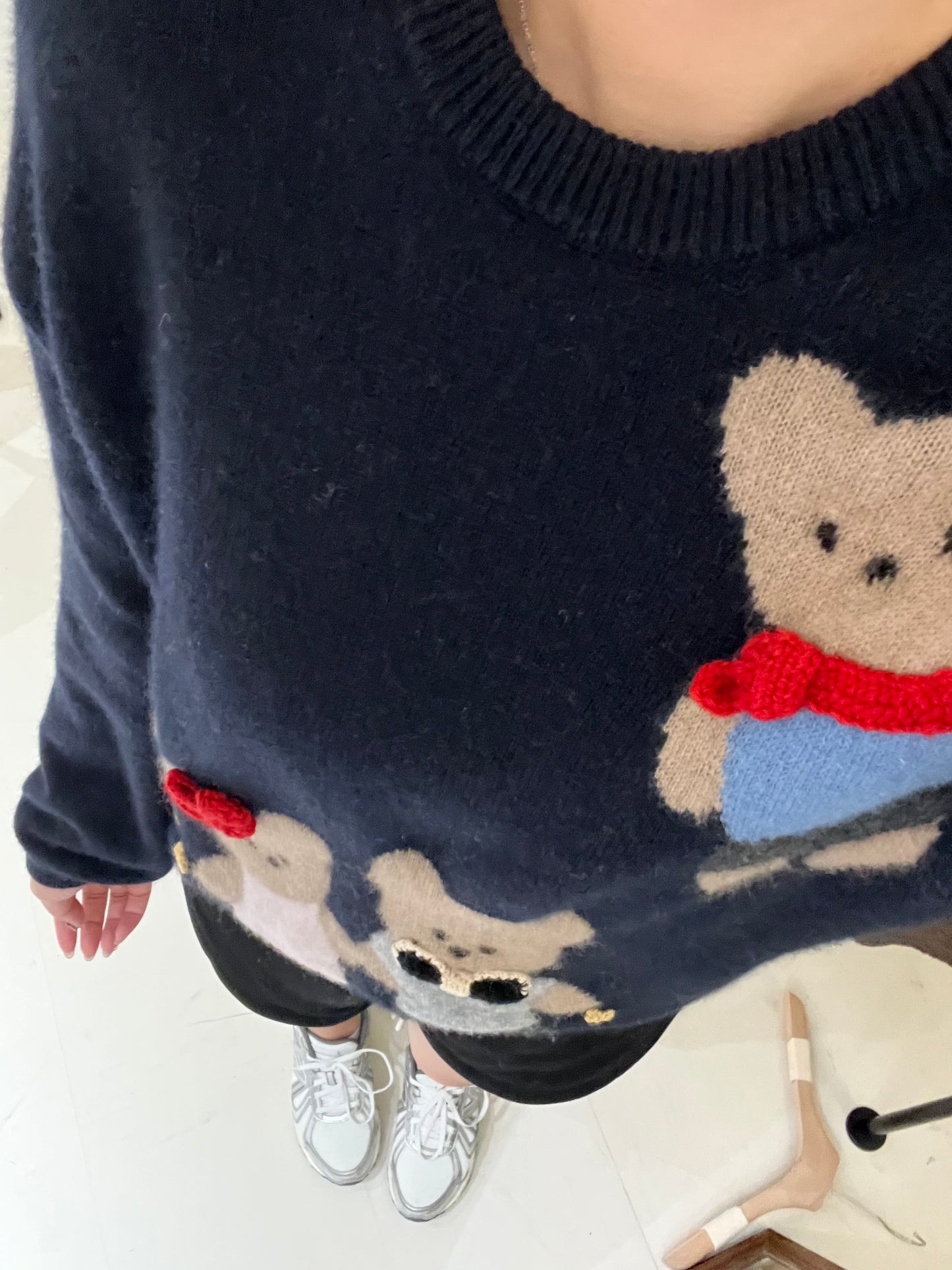 Kelly Designs Bears Wool Handmake Navy Sweatshirt (Instock)