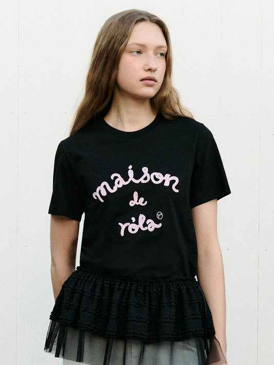MAISON DE ROLA EMBROIDERY T-SHIRT BLACK (Preorder)
