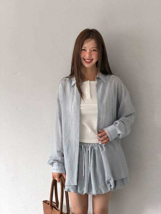 Korean APM Collection Blue Shirt and Shorts Set-inner top(Instock)