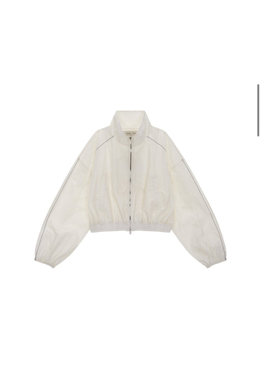 MATIN KIM MATIN COATING CROP BLOUSON IN WHITE (Instock)