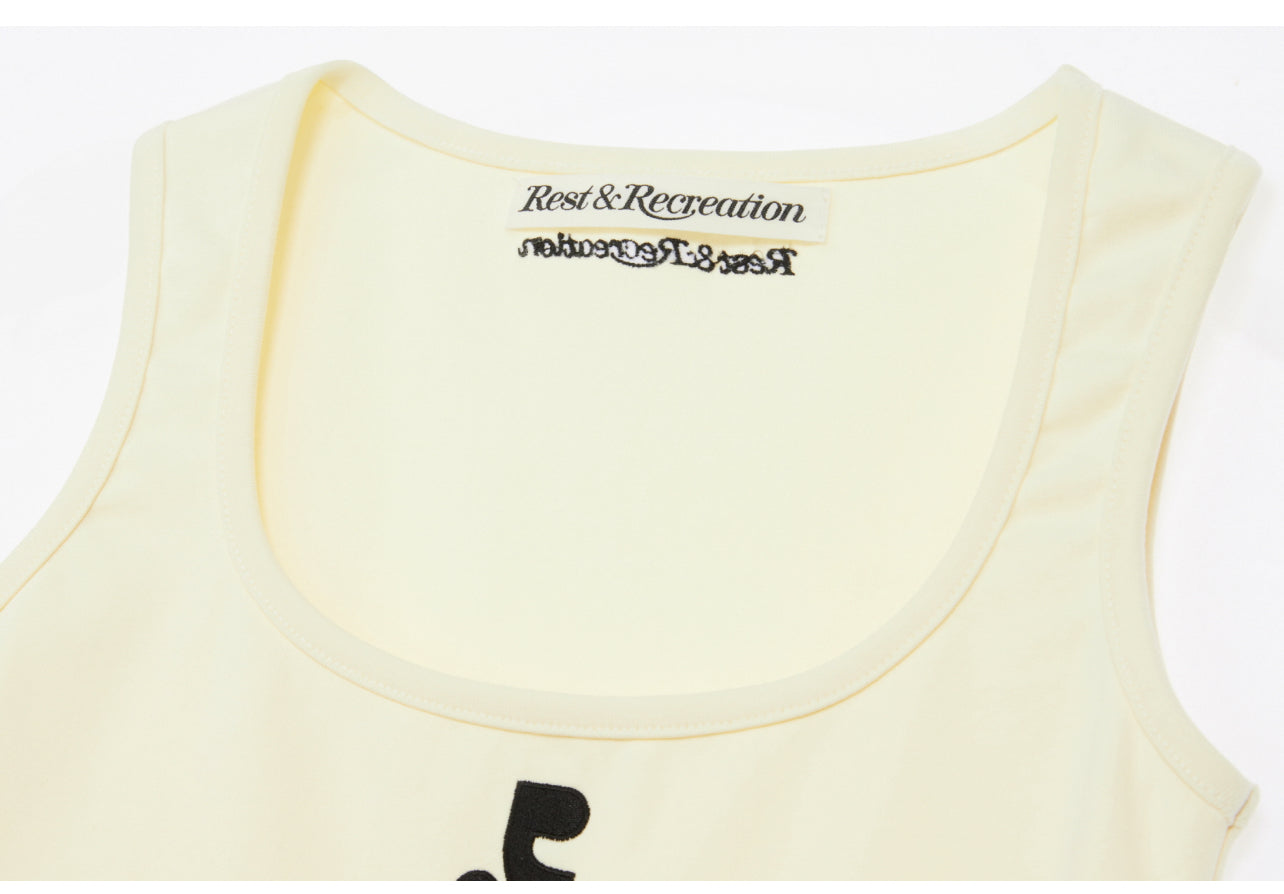 Rest & Recreation WIDE U-NECK TANK TOP - Cream (Preorder)