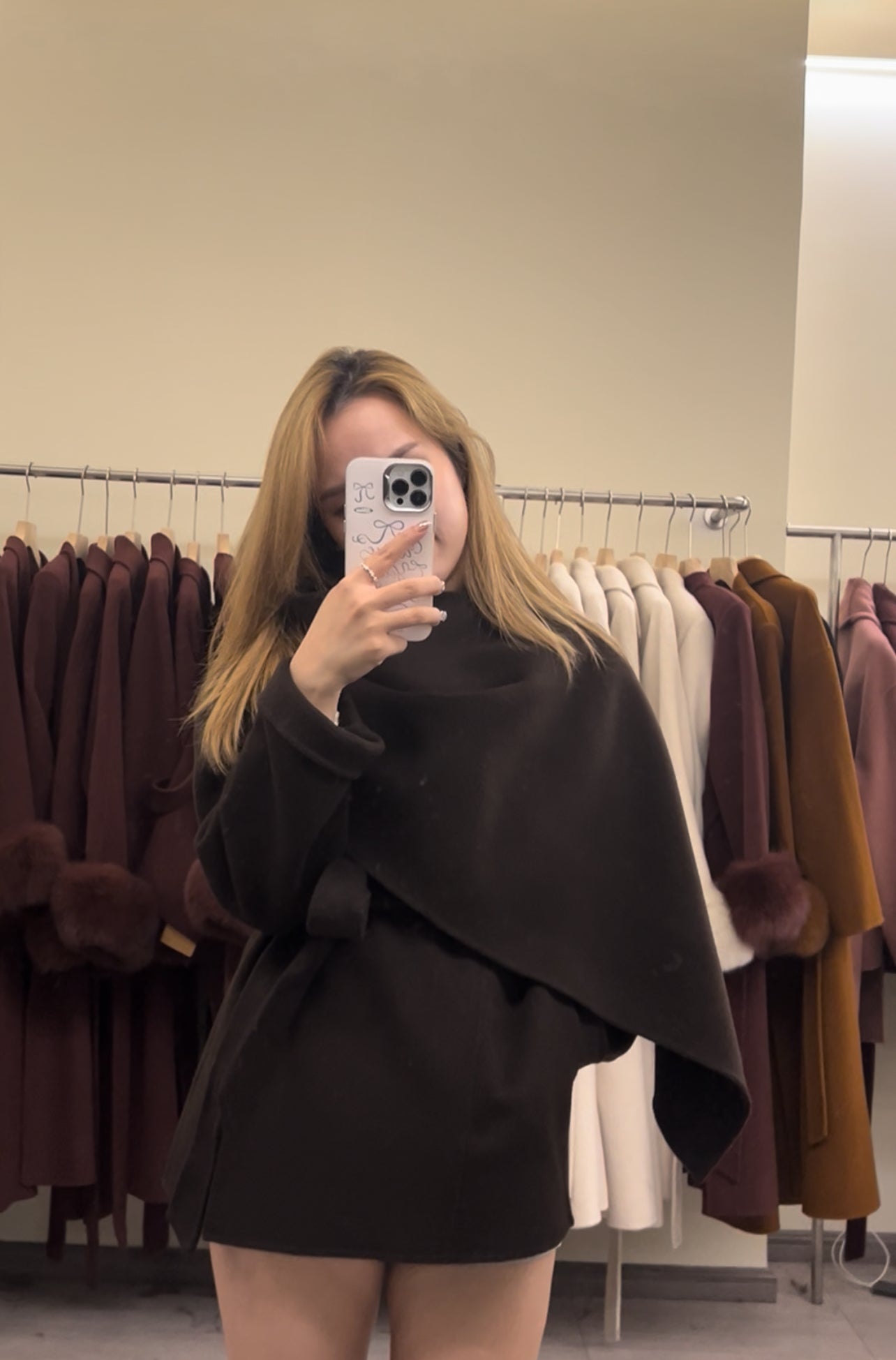 Kelly Designs Wool Brown Scarf Coat (Instock)