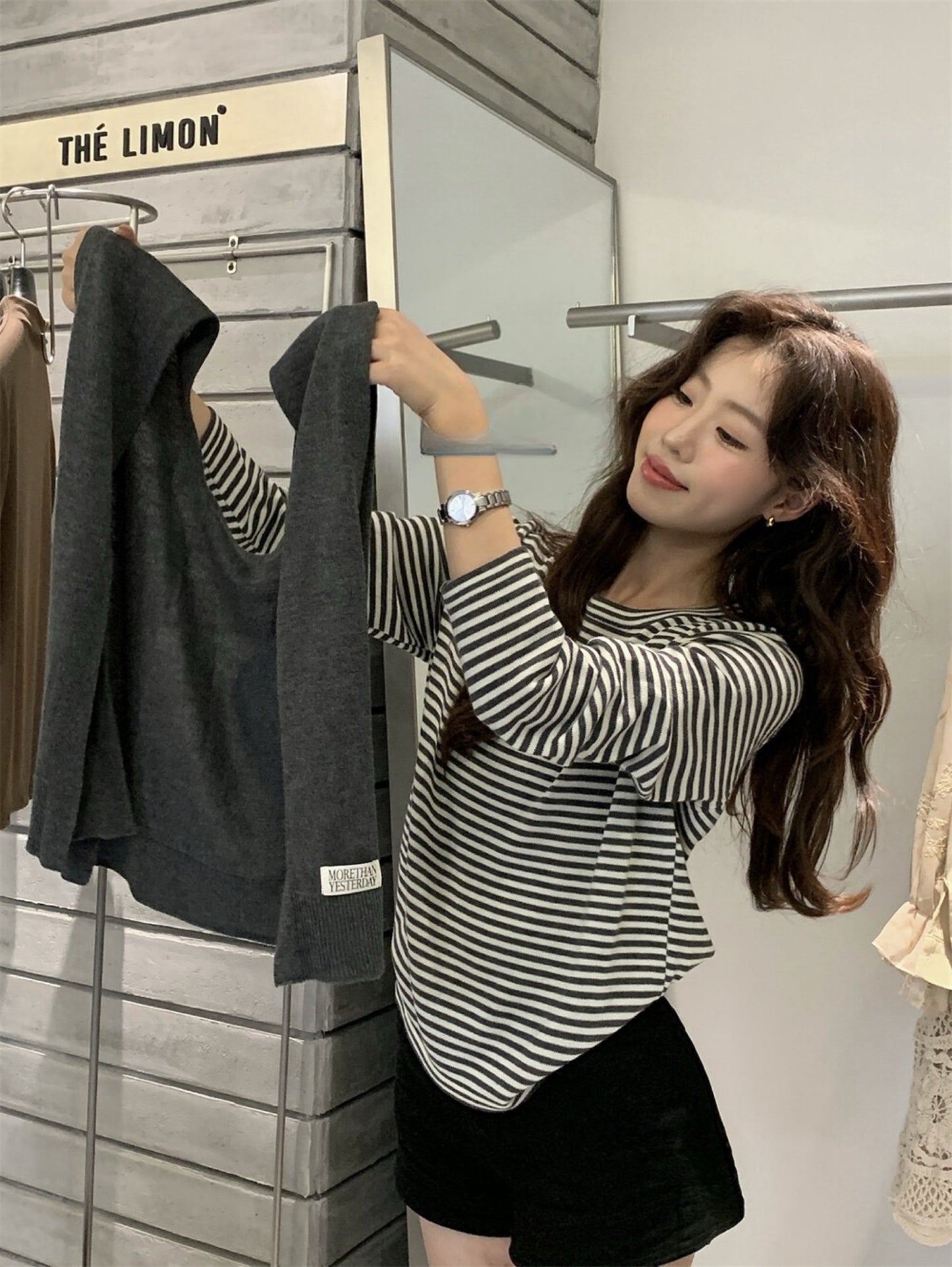 Kelly Designs Real 2pcs Stripe 2 Colors Top (Instock)