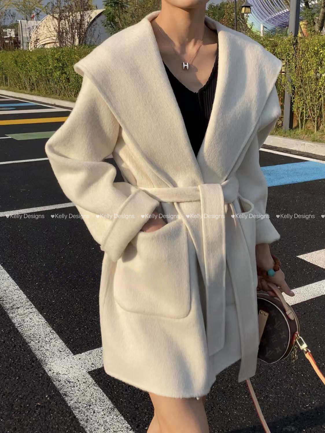 Kelly Designs short hooded wool coat (Instock)