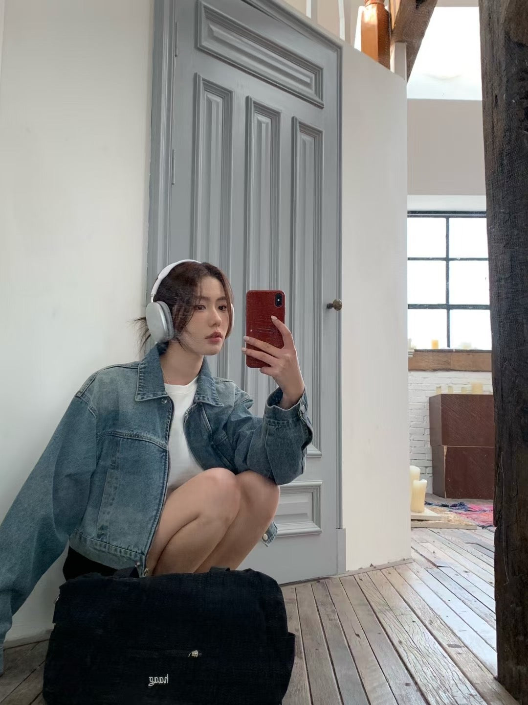 Kelly Designs Two Colors Denim Zipup Jacket (Instock)