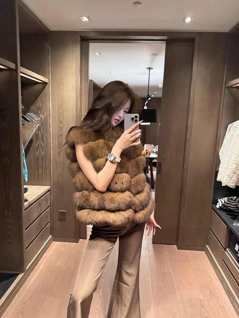 Kelly Designs Fox Fur Brown Vest (Instock)