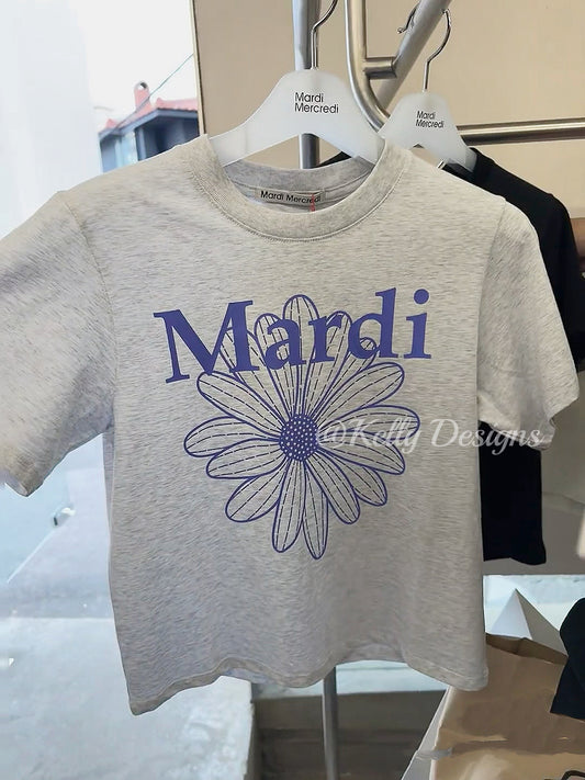 Mardi Mercredi SLIM TSHIRT FLOWERMARDI_HEATHER PURPLE(Preorder)
