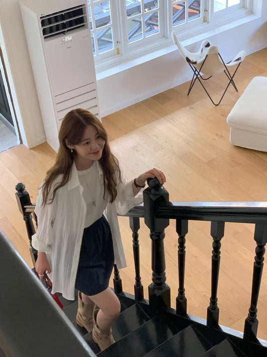 Korean APM Collection Stripe White Blouse (Instock)