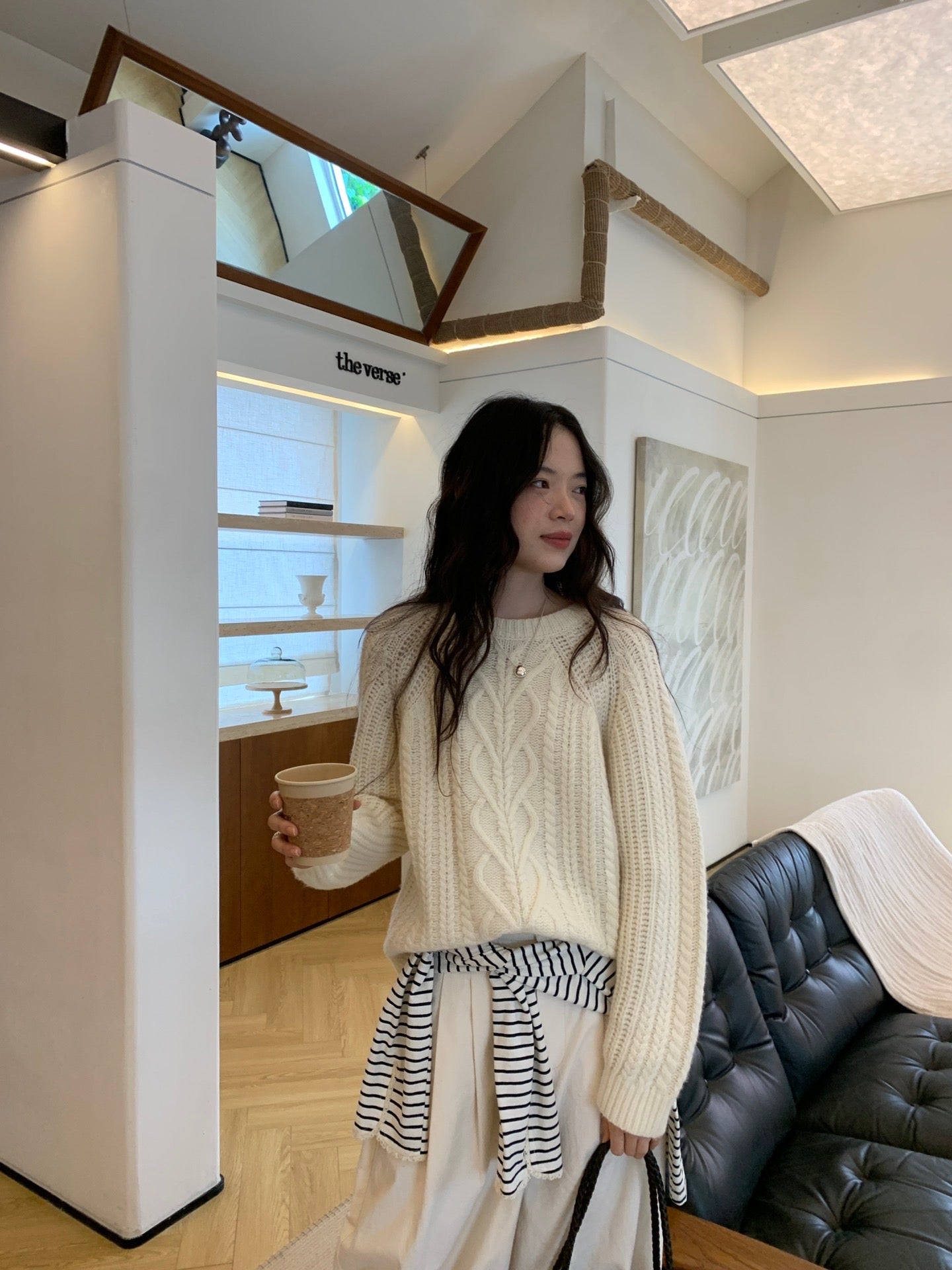 Kelly Designs Round Neck Wool White Sweatshirt (Instock)