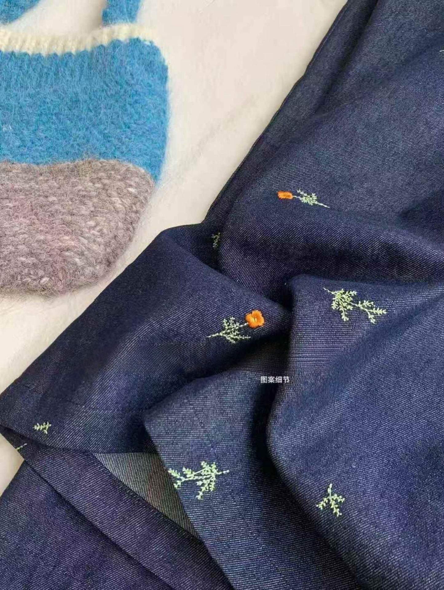 Kelly Designs Embroidery Flowers Navy Jeans (Instock)