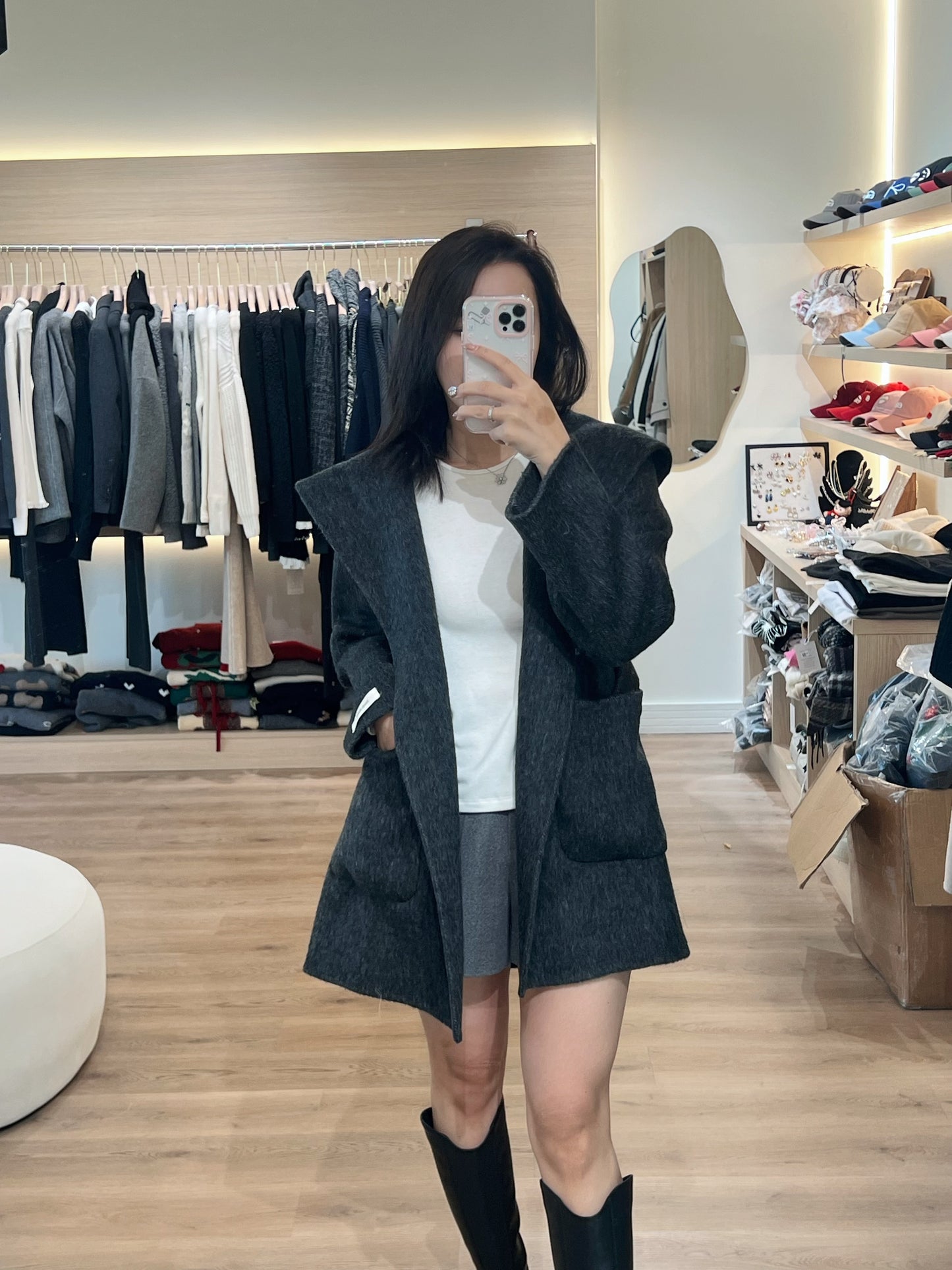 Kelly Designs short hooded wool coat (Instock)