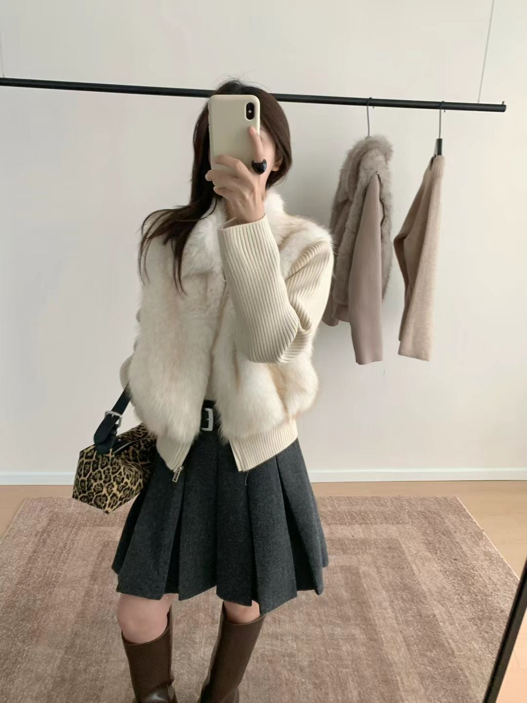 Kelly Designs Eco-Fur Jacket with Detachable Sleeves|2-Way Short Faux Fur Coat (Instock)