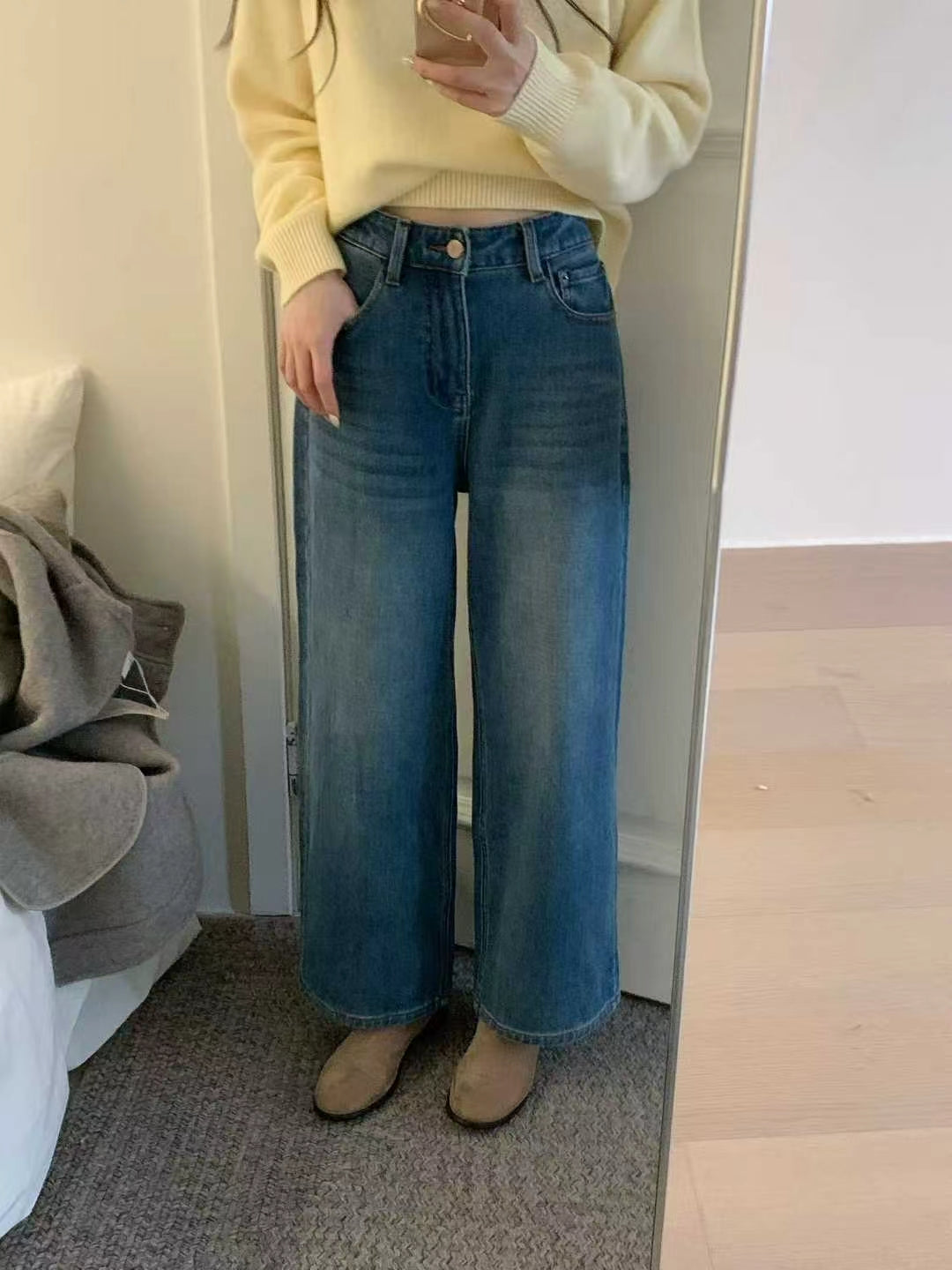 Kelly Designs Fleece-Lined Straight Denim Pants(Instock)