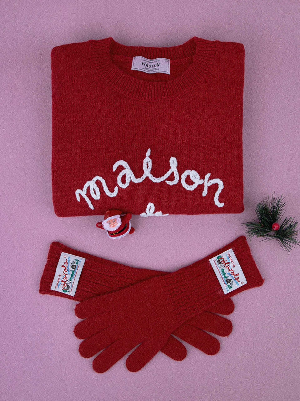 MAISON DE ROLA EMBROIDERY KNIT RED (Instock)