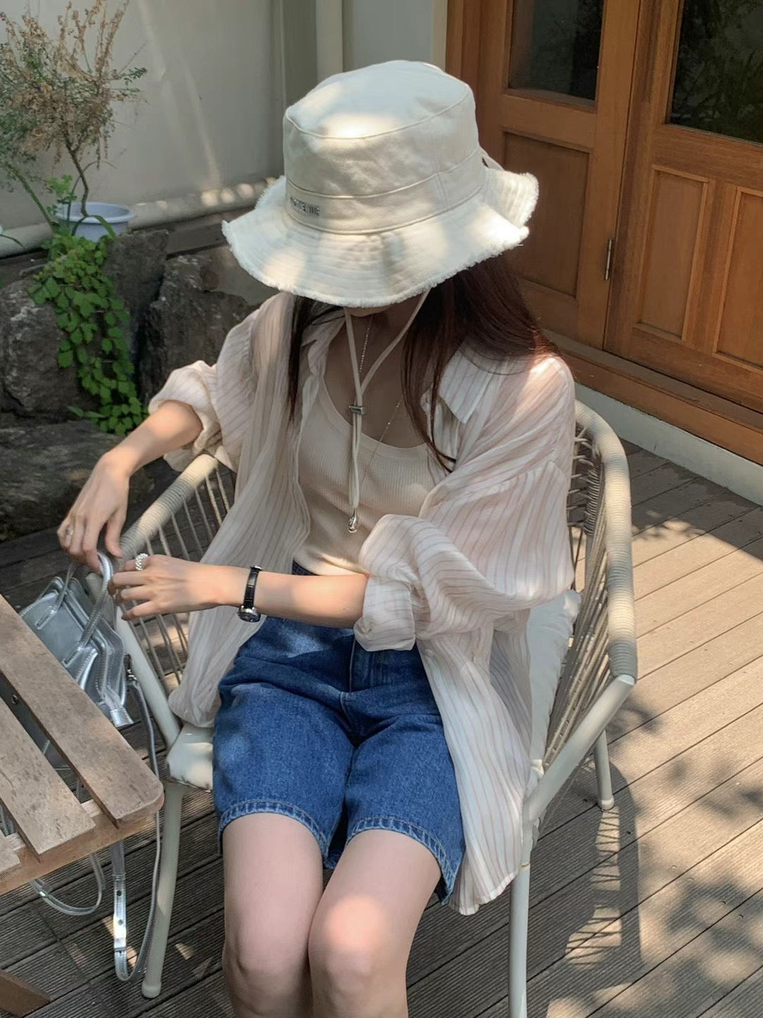 Korean APM Collection Stripe Beige Blouse (Instock)