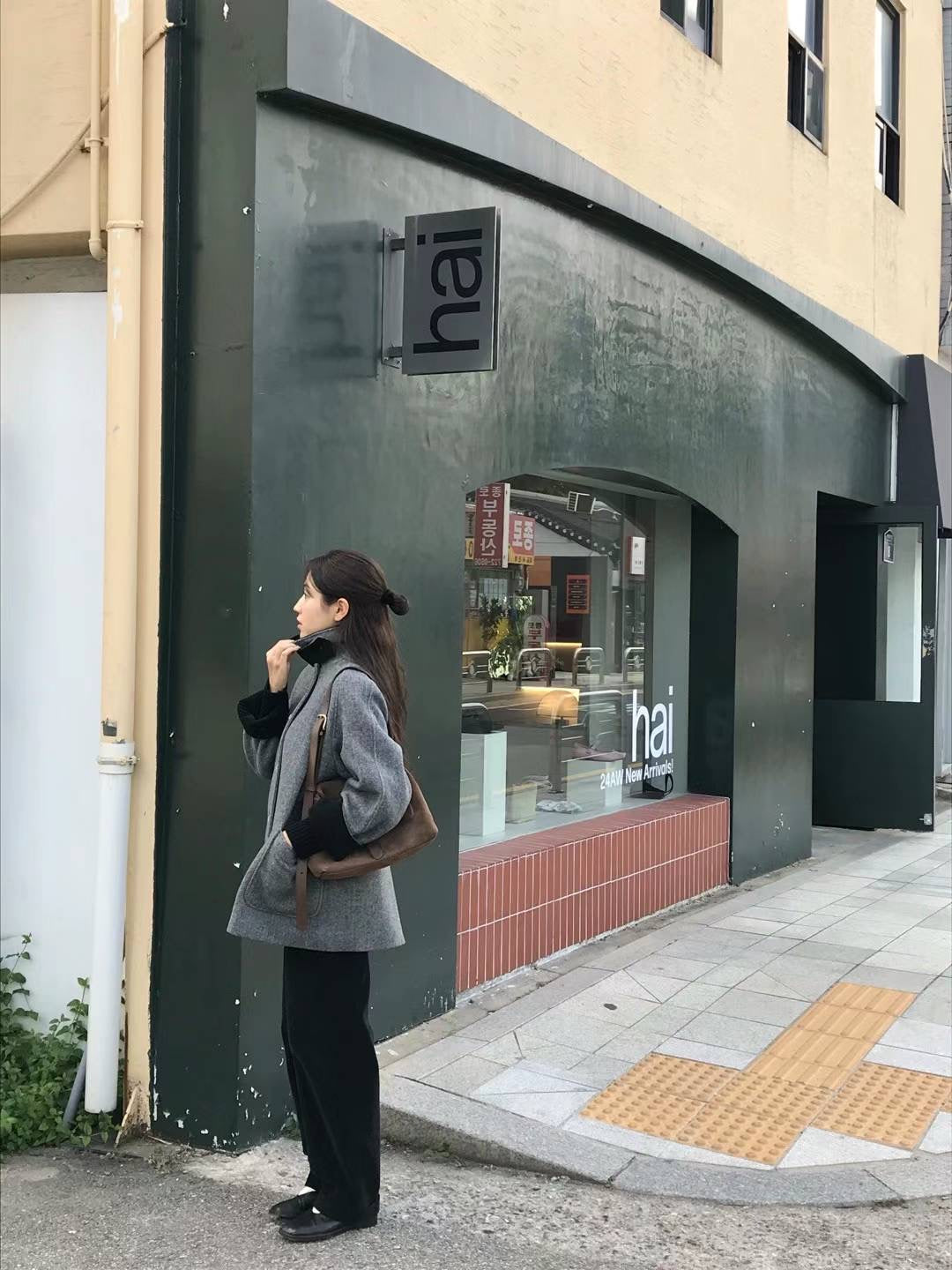 Korean APM Collection AGO Grey Wool Coat (Instock)