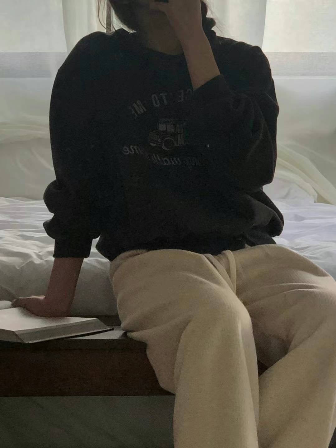 Korean APM Collection Brown Car Napping Sweatshirt (Instock)