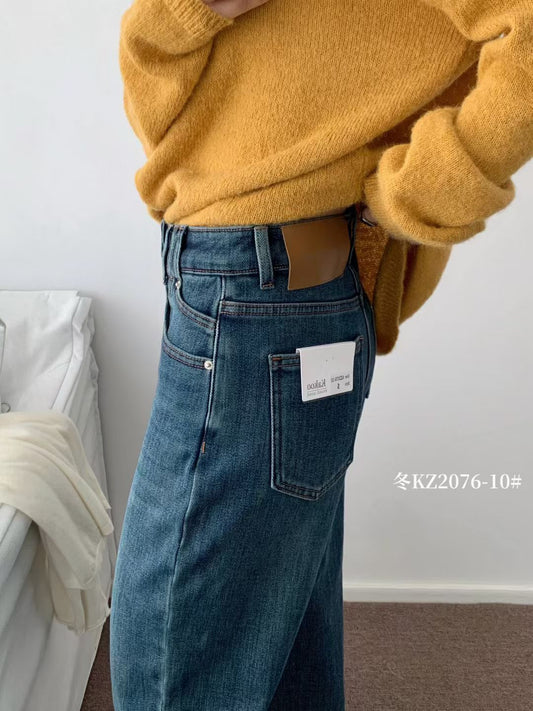 Kelly Designs Fleece-Lined Denim Navy Pants(Instock)