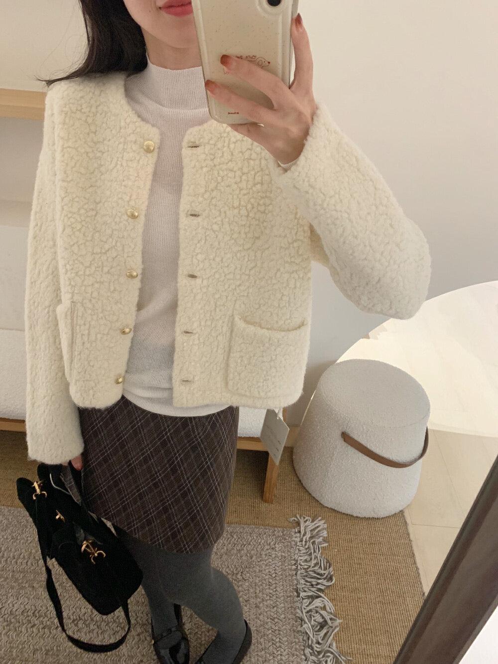 Kelly Designs Gold Buttons Wool Three Colors Cardigan (Instock)
