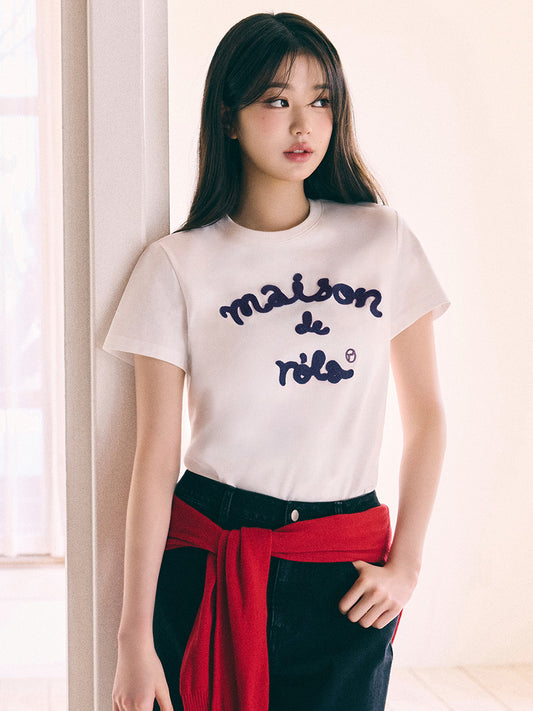 MAISON DE ROLA EMBROIDERY T-SHIRT WH+NY (Preorder)