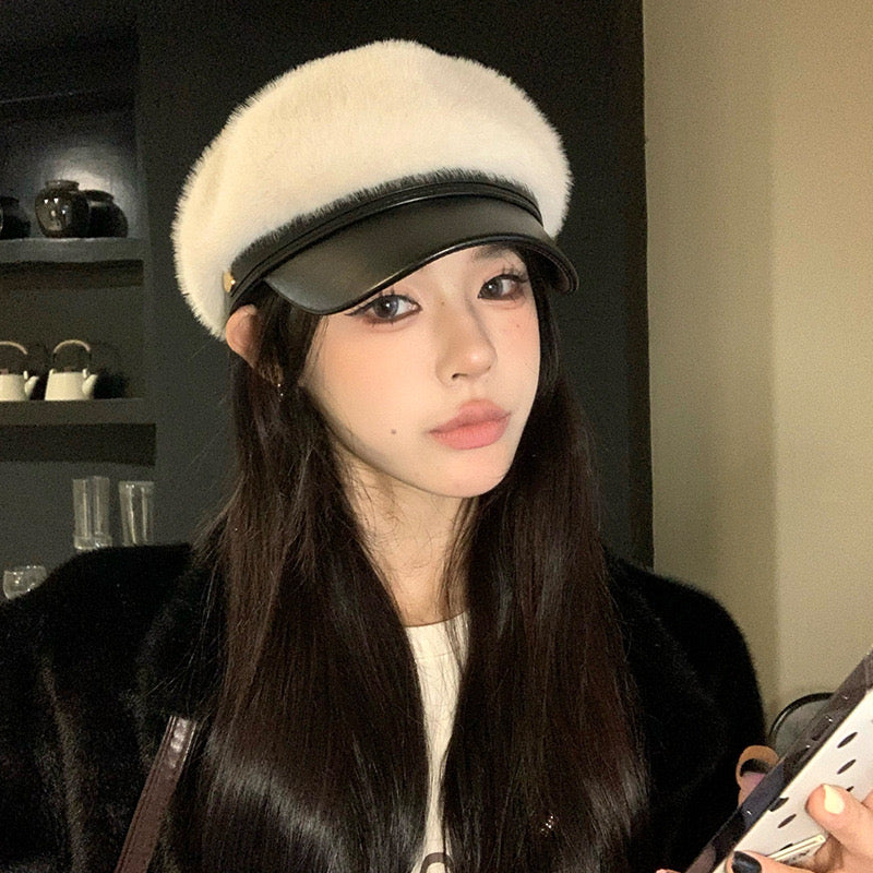 Kelly Designs Faux Mink Fur Newsboy Beret Cap (Instock)