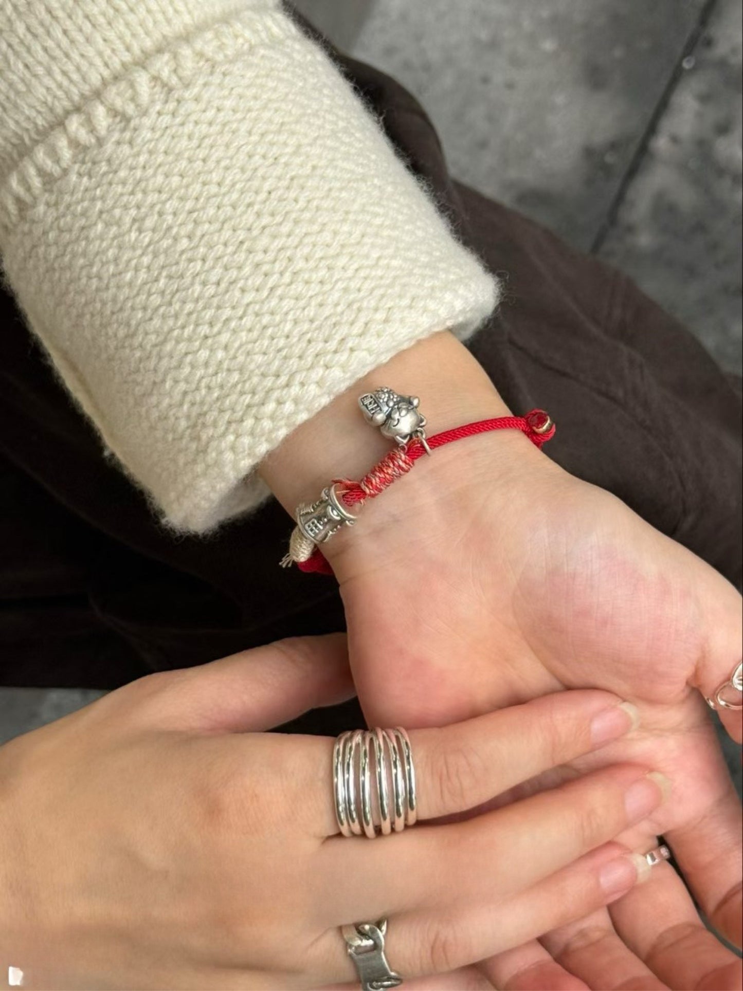 Kelly Designs Red String Lucky Bracelet with Sterling Silver Charms (Instock)