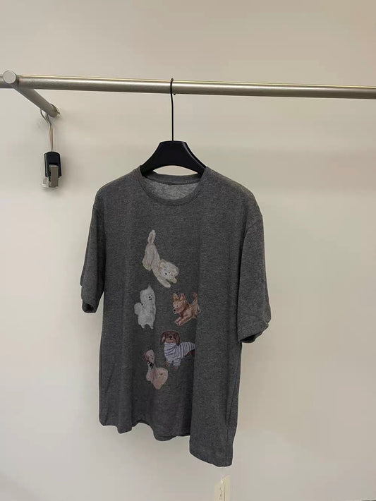 Kelly Designs Oversize Puppy Charcoal TShirt (Instock)