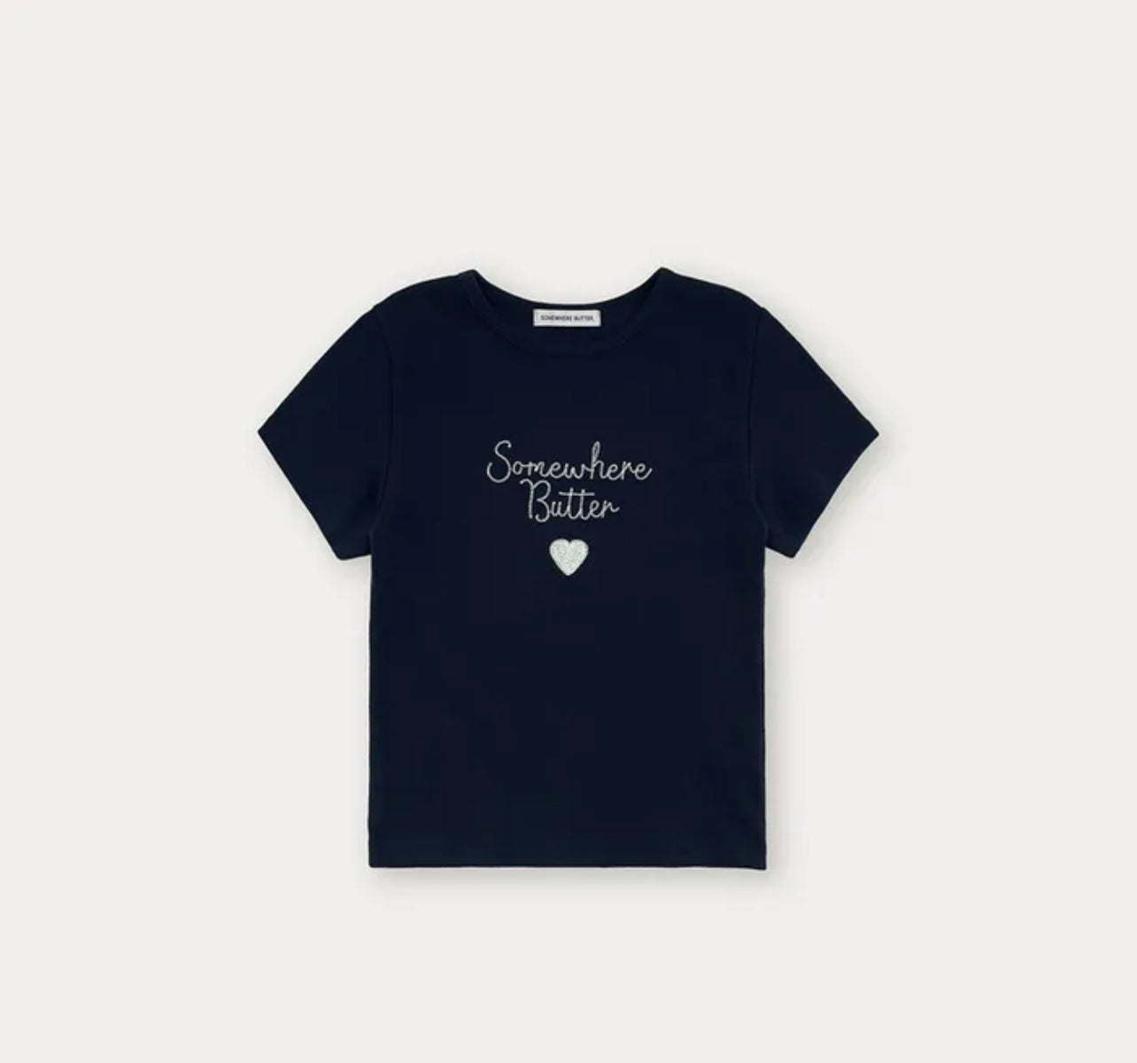 Korean Brand Boucle Heart Logo Top-Navy (Instock)