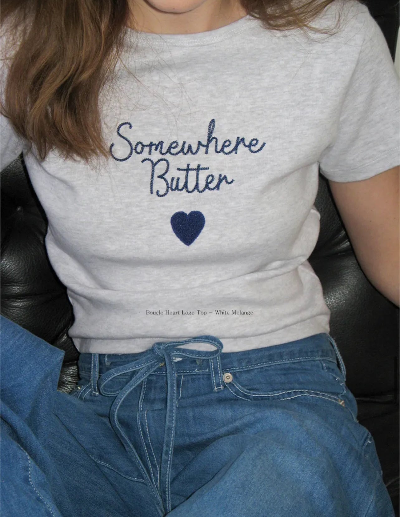 Korean Brand Boucle Heart Logo Top-White Melange (Instock)