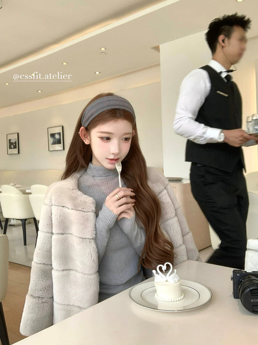 Kelly Designs Imported Rex Rabbit Fur Jacket – Grey | New Year Rabbit (Instock)