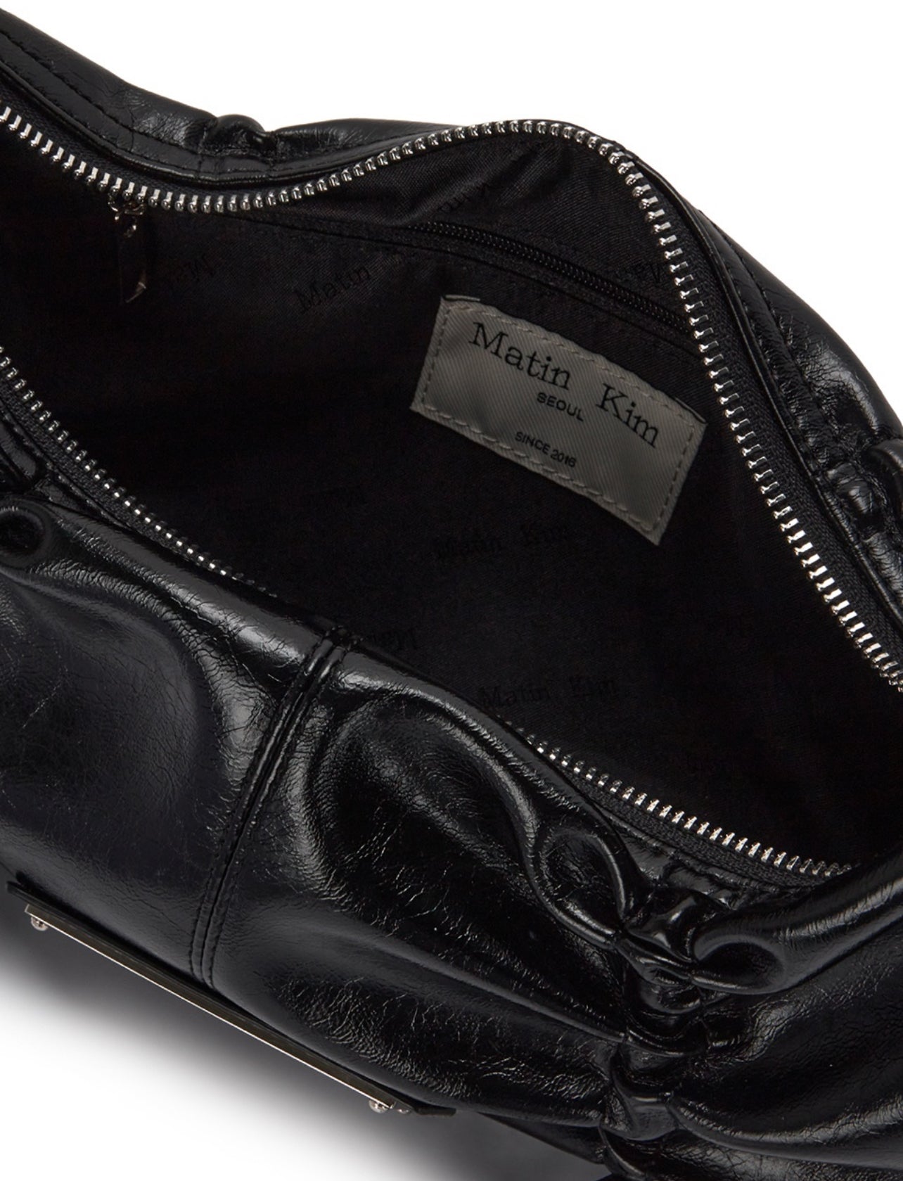 Matin Kim Half Shirring Ribbon Round Bag In Black (Instock)