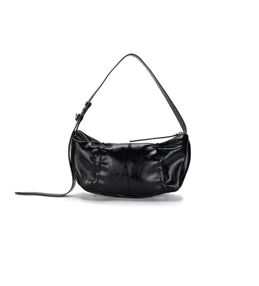 Matin Kim Half Shirring Ribbon Round Bag In Black (Instock)