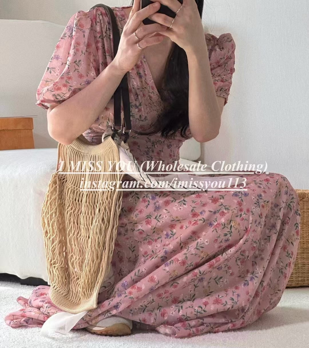 Korean APM Collection I Miss You Pink Flower Dress (Instock)